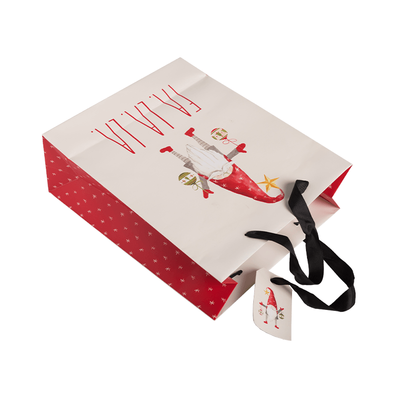 Fabriksengros Custom Christmas Paper Bag Luksus Gavepose Indkøbstaske med logo og mønster